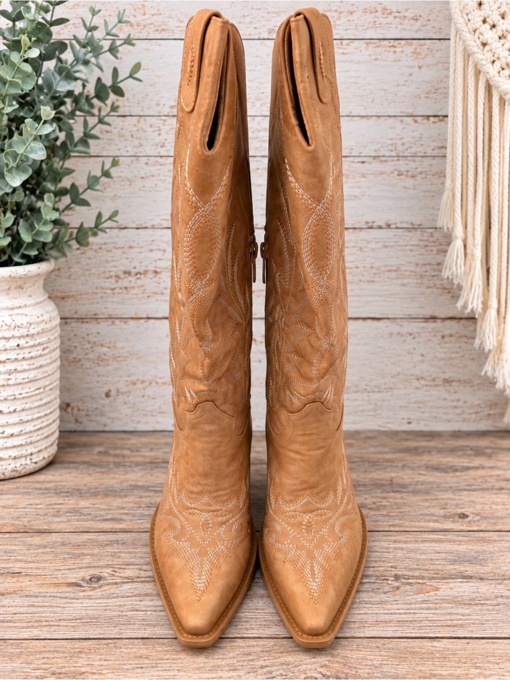 Camel Tan Western Boot Decorative Pair - Home Accents